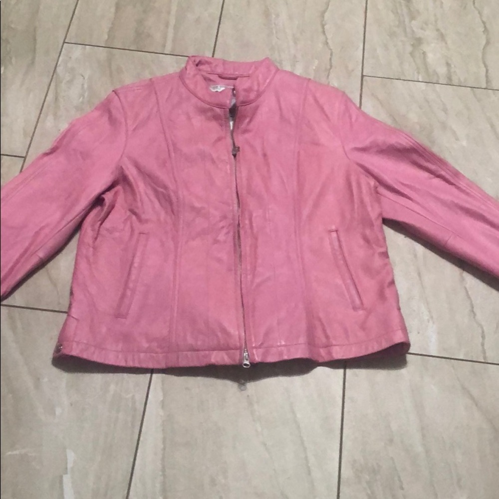 Wilson’s Leather Maxim 1X pink leather coat, nice